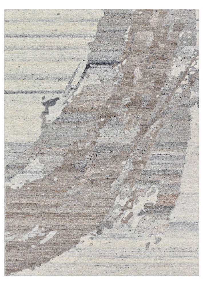Montana Walnut Rug, walnut brown rug with grey and cream abstract shapes.