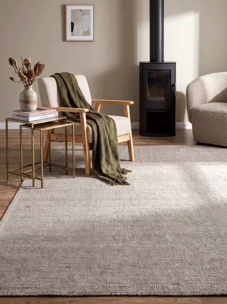 Allure Stone Cotton Rayon Rug — AI styled visualisation