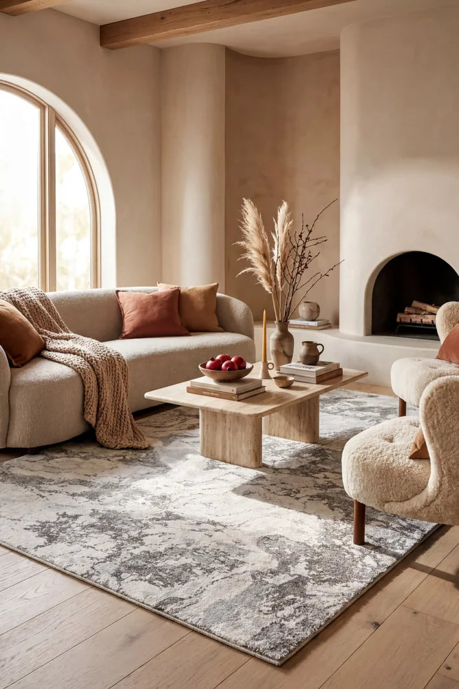 Chester 82 Grey Rug — AI styled visualisation
