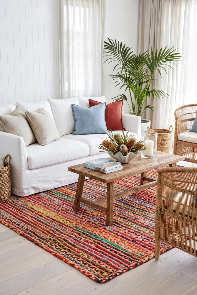 Expo Jute and Cotton Rug Multi — AI styled visualisation