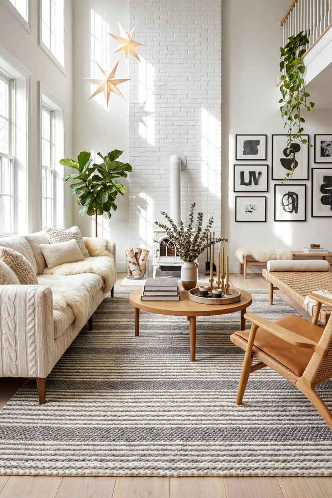 Hellena Braied Silver Felted Wool Rug — AI styled visualisation
