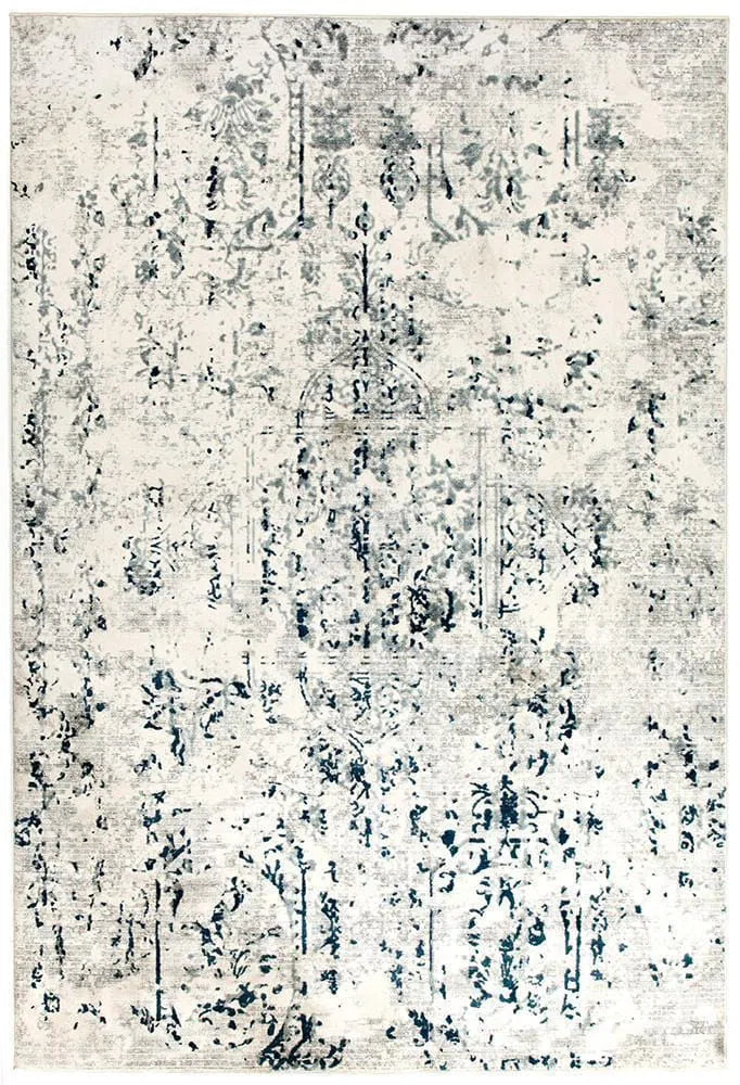 Kendra-Kendra Farah Distressed Contemporary Rug White Blue Grey