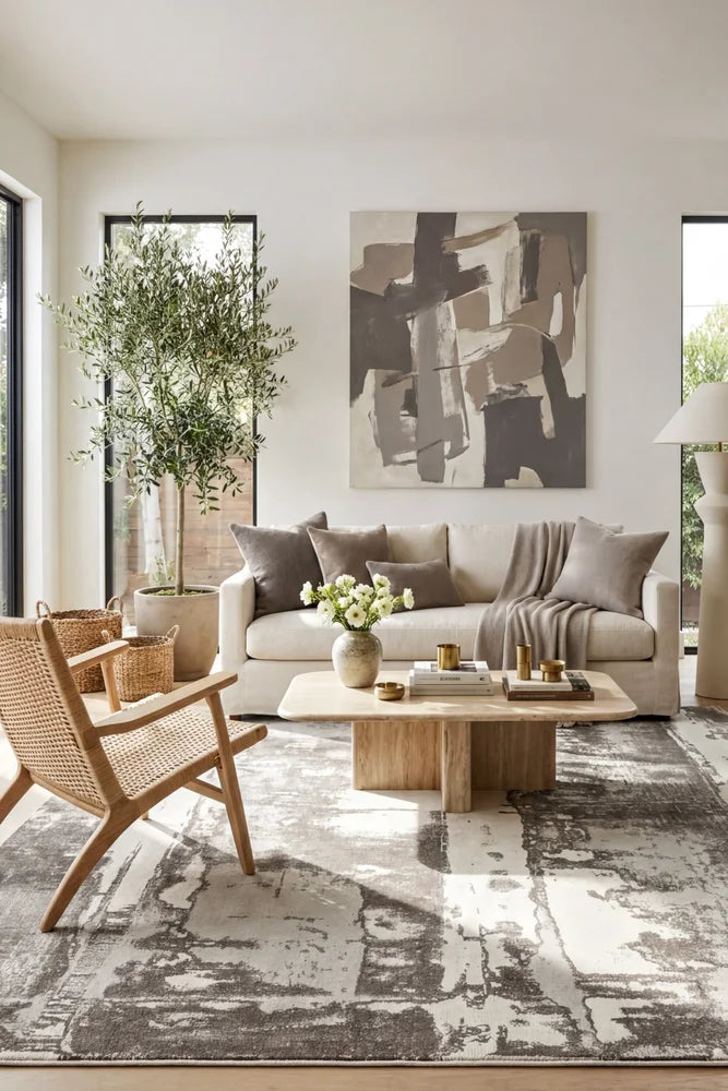 Magnolia 11 Silver Rug — AI styled visualisation