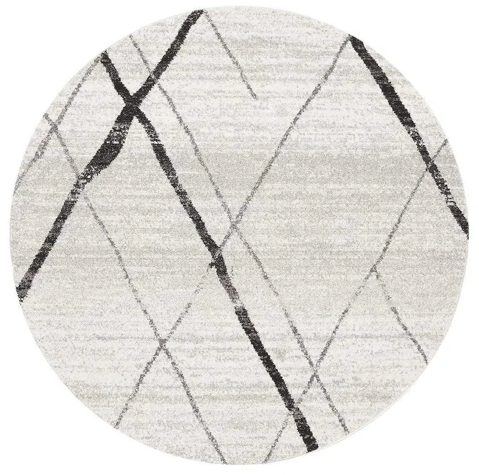 Oasis-Oasis Noah White Grey Contemporary Round Rug