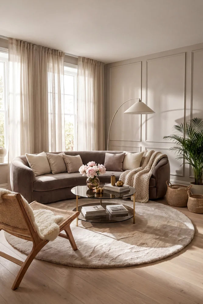 Pony Cream Round Rug — AI styled visualisation