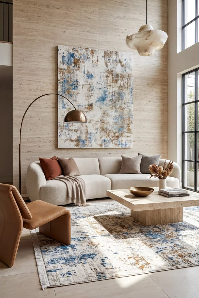 Reflections 108 Sky Rug — AI styled visualisation