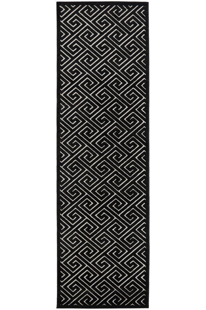 York Alice Black & Gold Runner Rug