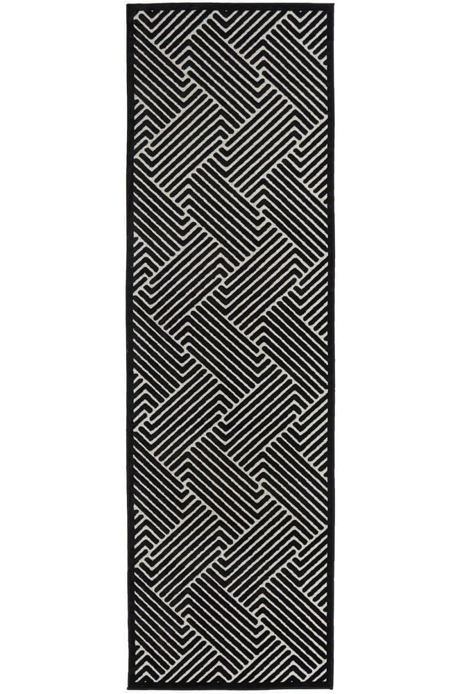 York Cindy Black & Gold Runner Rug