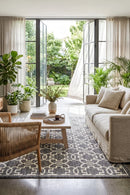 Alaska Indoor Outdoor 08 Grey Cream Rug — styled indoor setting