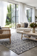 Alaska Indoor Outdoor 33 Grey Cream Rug — styled indoor setting
