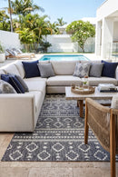 Alaska Indoor Outdoor 33 Grey Cream Rug — AI styled visualisation