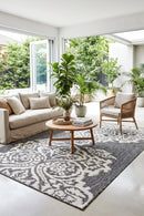 Alaska Indoor Outdoor 05 Grey Cream Rug — styled indoor setting