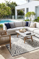 Alaska Indoor Outdoor 05 Grey Cream Rug — AI styled visualisation