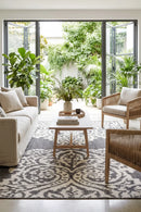 Alaska Indoor Outdoor 05 Brown Cream Rug — styled indoor setting
