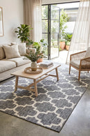 Alaska Indoor Outdoor 68 Light Grey Rug — styled indoor setting