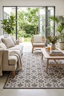 Alaska Indoor Outdoor 08 Brown Cream Rug — styled indoor setting