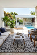 Alaska Indoor Outdoor 08 Grey Black Rug — AI styled visualisation