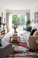 Dahlia 176 Grey Red Rug — AI styled visualisation