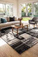Dahlia 297 Black Rug — AI styled visualisation