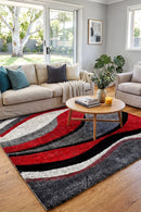Dahlia 300 Red Rug — AI styled visualisation