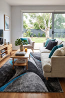 Dahlia 37 Turquoise Rug — AI styled visualisation