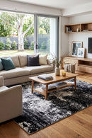 Dahlia 651 Black White Rug — AI styled visualisation