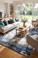 Dahlia 651 Blue Rug — AI styled visualisation