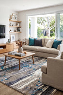 Dahlia 696 Beige Turquoise Rug — AI styled visualisation