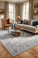 Zeus Blue 25 Traditional Rug — AI styled visualisation