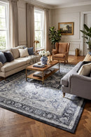 Zeus Blue Medallion Rug — AI styled visualisation