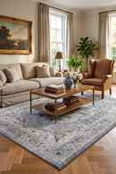 Zeus Blue 28 Traditional Rug — AI styled visualisation
