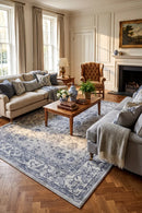 Zeus Blue 44 Traditional Rug — AI styled visualisation