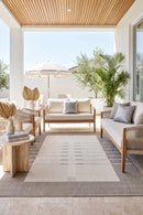 Samba Beige Cream Outdoor Rug — AI styled visualisation