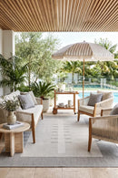 Samba Silver Cream Outdoor Rug — AI styled visualisation