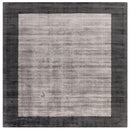 Asiatic Blade Border Charcoal Silver Square Rug