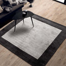 Asiatic Blade Border Charcoal Silver Square Rug
