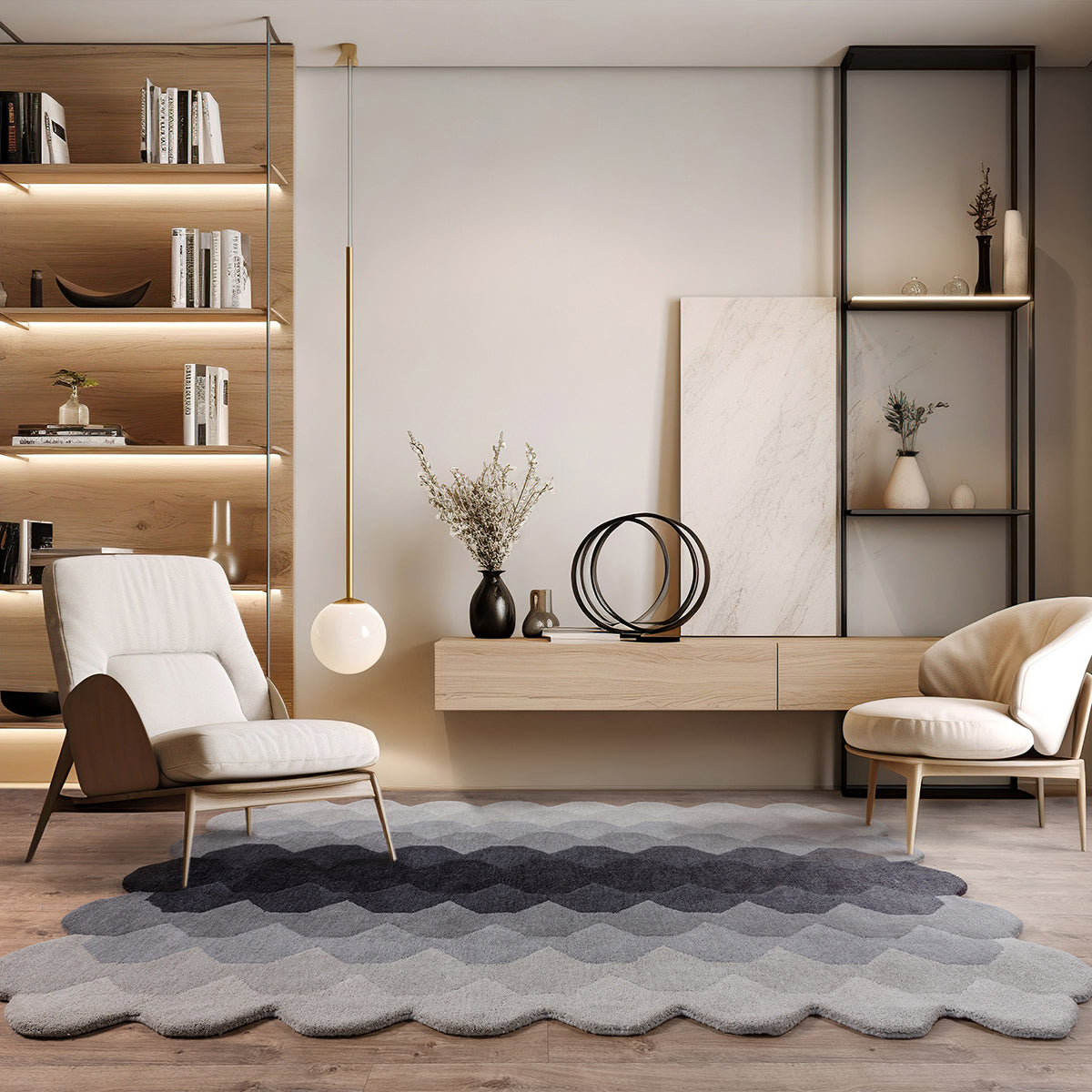 Asiatic Hive Charcoal Rug