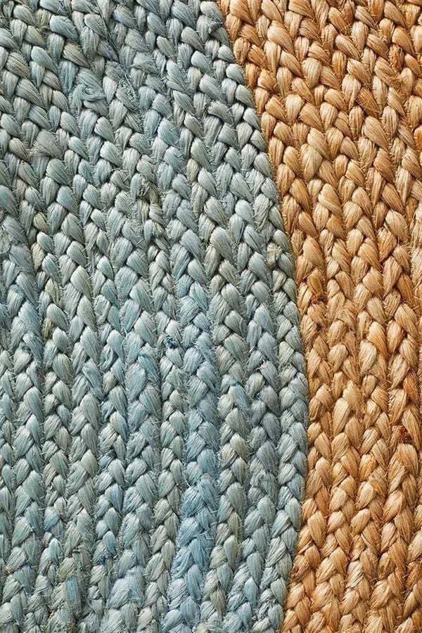 Round Jute Natural Rug Blue