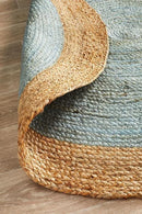 Round Jute Natural Rug Blue