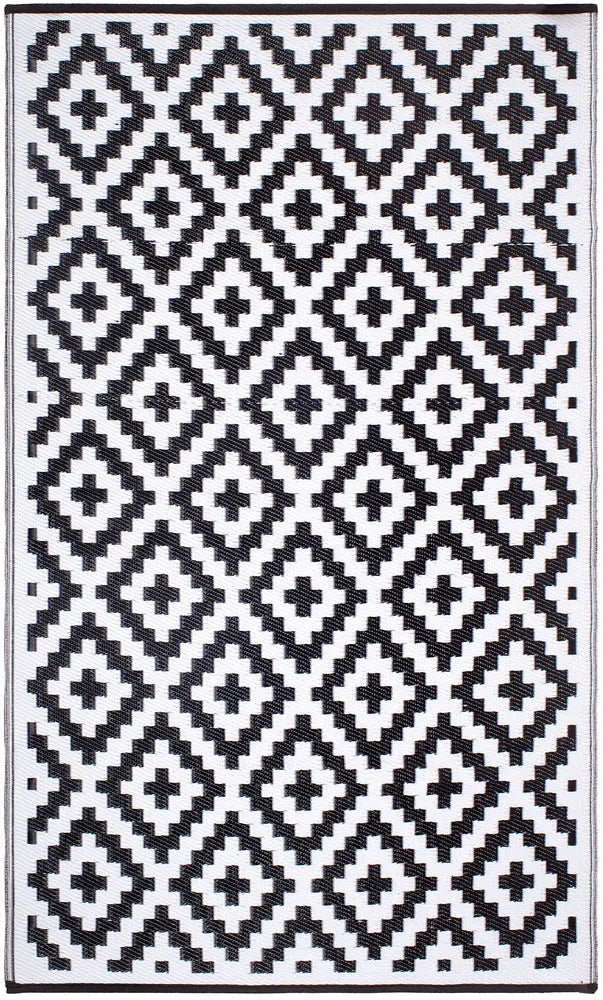Aztec Black & White Foldable Outdoor Rug