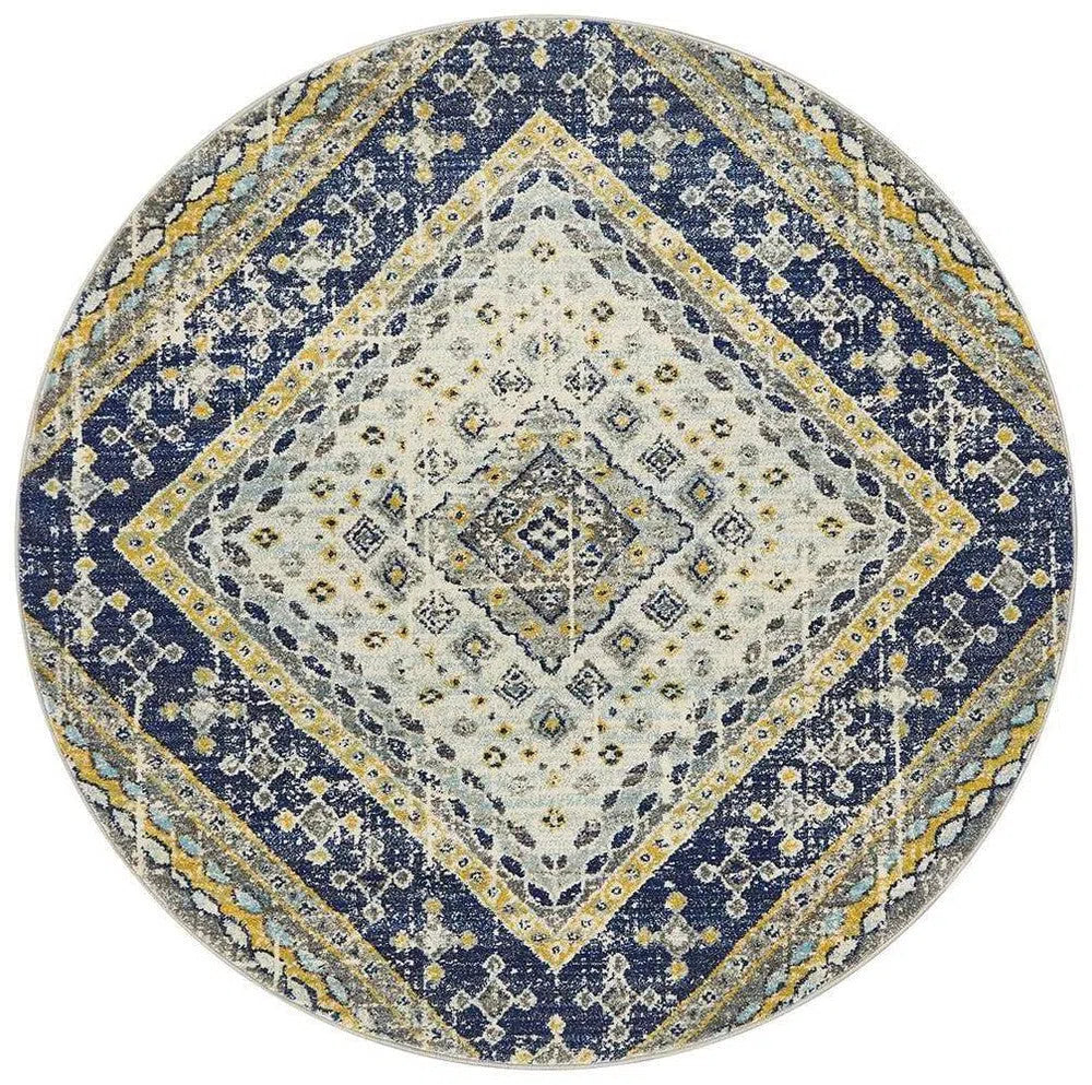 Babylon 203 Navy Round Rug