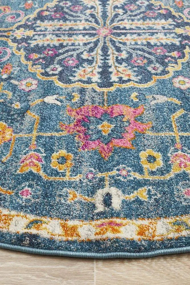 Babylon 209 Navy Round Rug