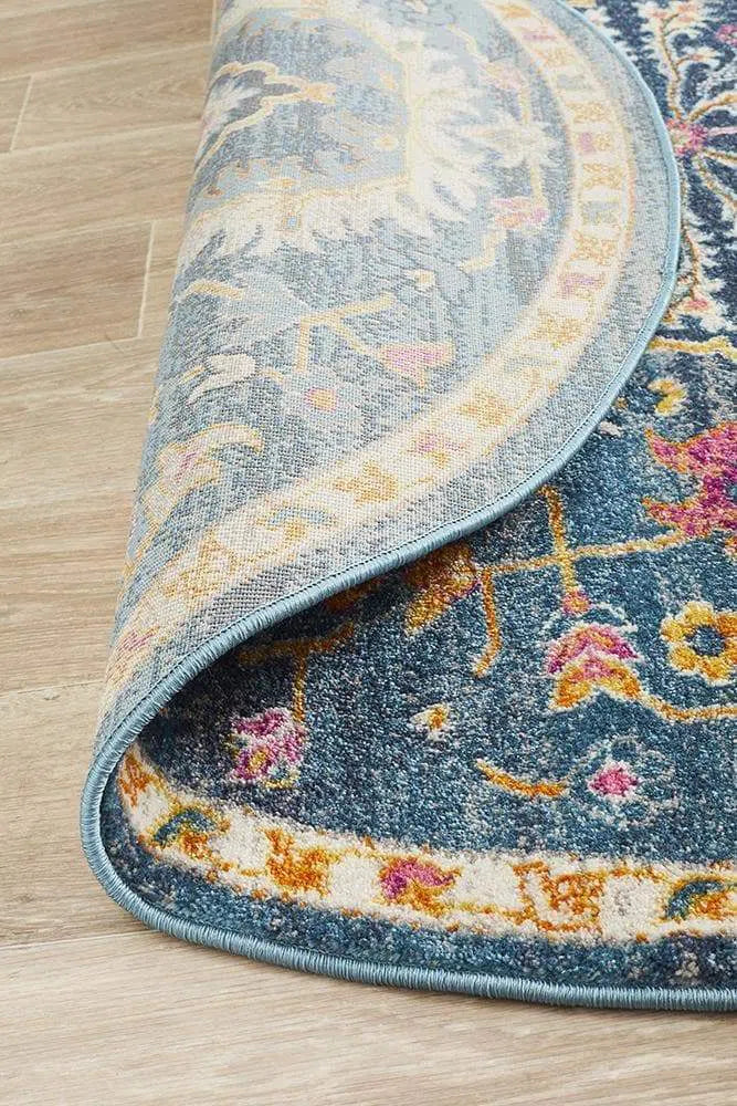 Babylon 209 Navy Round Rug