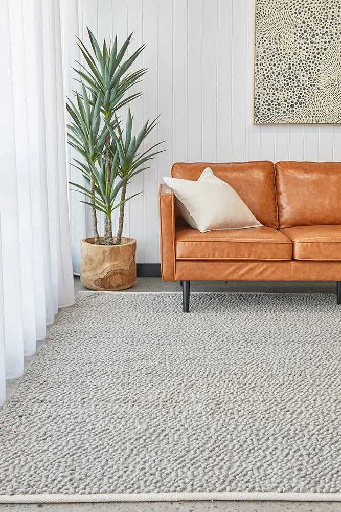 Boucle Grey Wool Rug