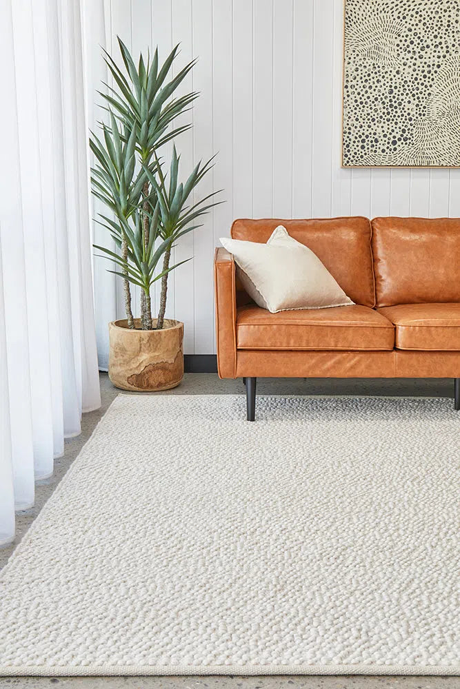 Boucle White Wool Rug