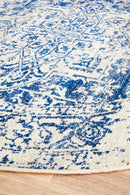 Evoke Horizon White Navy Transitional Round Rug