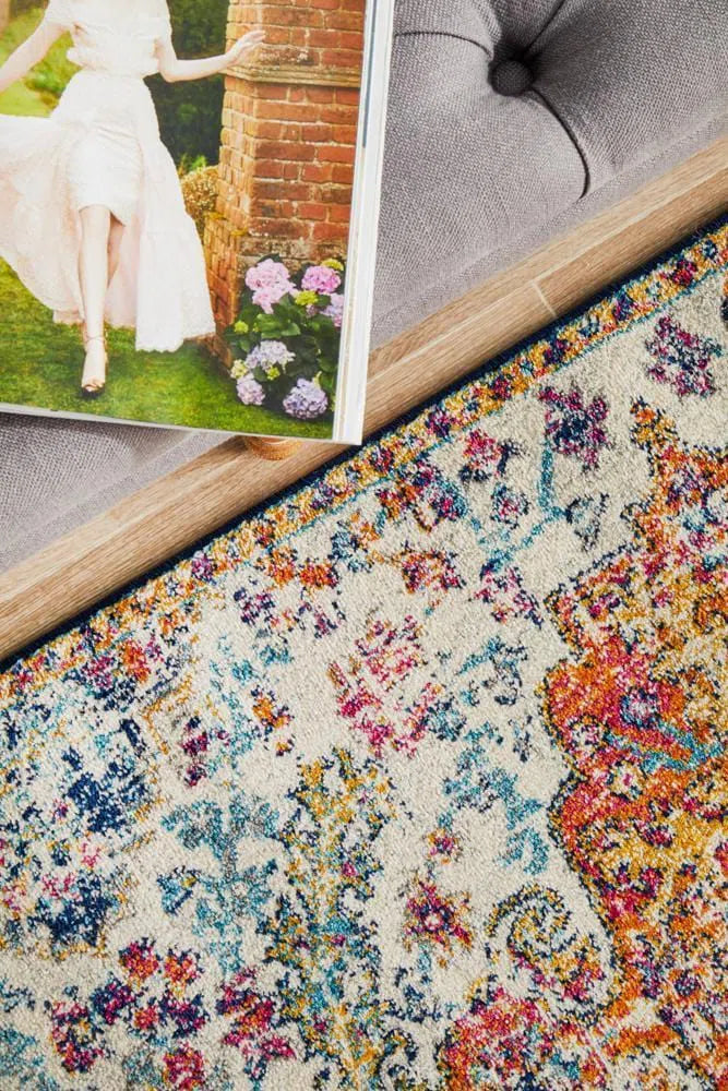 Evoke Carnival White Transitional Runner Rug