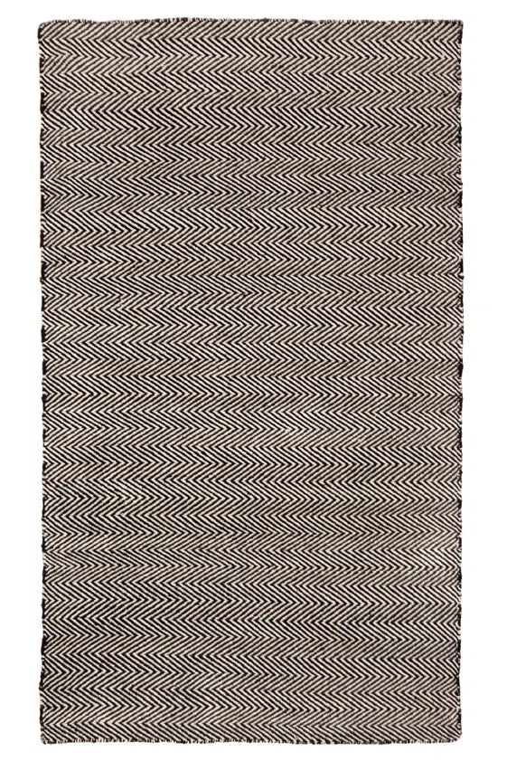 Herringbone Black Indoor Outdoor Rug