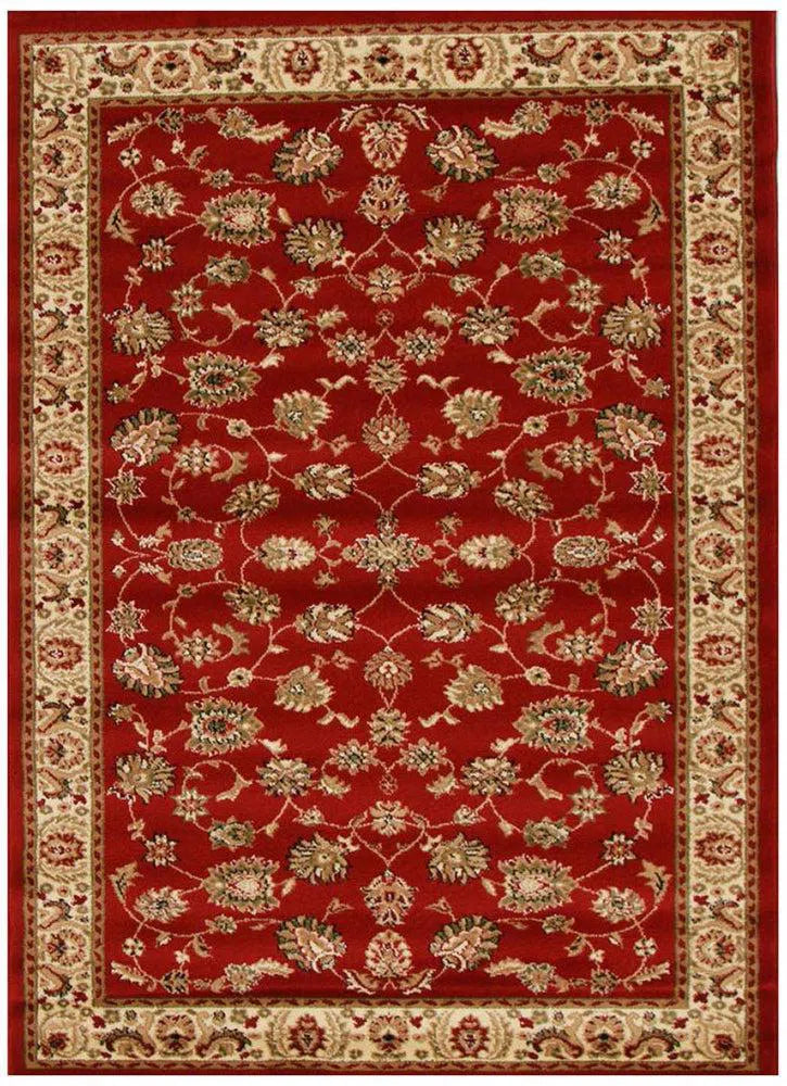 Traditional Floral Design Rug Red