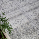 Ikop Light Grey and White Traditional Distressed Rug